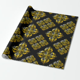 Svart och guld Damaskmönster Presentpapper