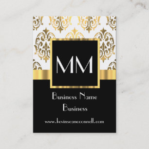 Svart och guld- damastast monogram visitkort