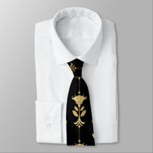 Svart och Guld Decor Mönster Slips