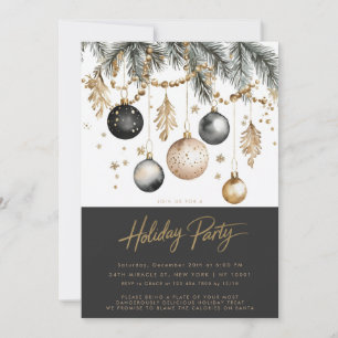 Svart och Guld-dekorationer, Julfesten Baubles Inbjudningar
