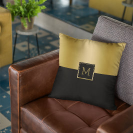 Svart och guld delad skärm-geometrisk design kudde