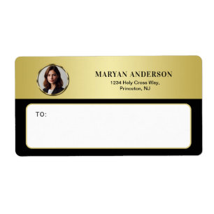 Svart och guld design, Logo eller foto i guldkrets Fraktsedel