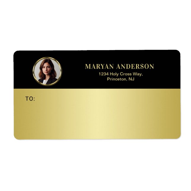 Svart och guld design, Logo eller foto i guldkrets Fraktsedel (Framsidan)