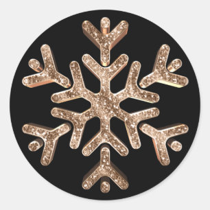 Svart och guld- diamantSnowflakejul för elegant Runt Klistermärke