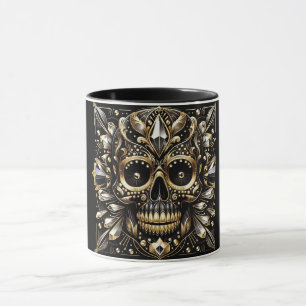 Svart och Guld Diamond Skull Mugg