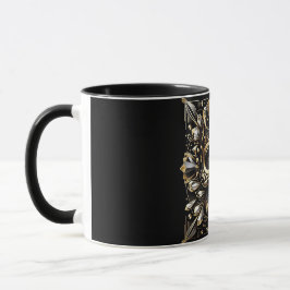 Svart och Guld Diamond Skull Mugg