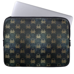 Svart och Guld Döskallar Electronics Bag Laptop Fodral