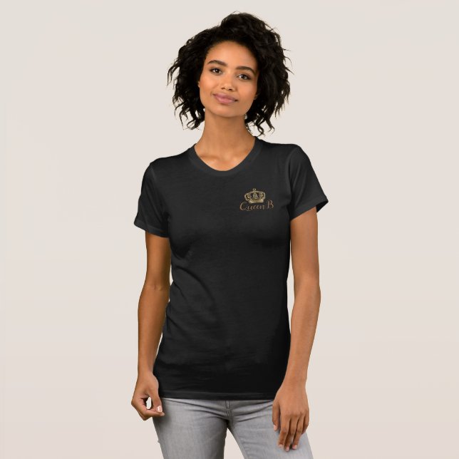 Svart och guld- drottning B Tee Shirt (Hel framsida)
