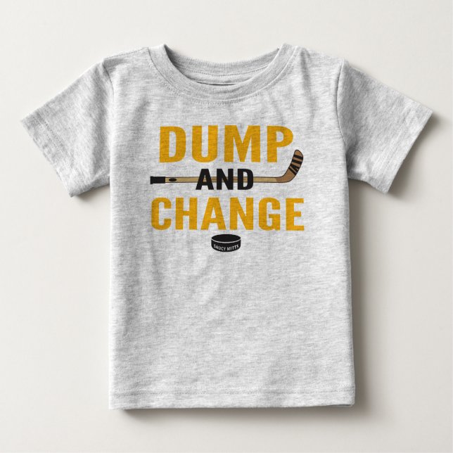 Svart och Guld Dump och Change Hockey Baby T Shirt (Framsida)