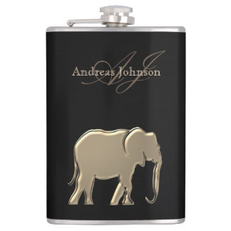 Svart och guld Elefant Glam Elegant Monogram Fickplunta