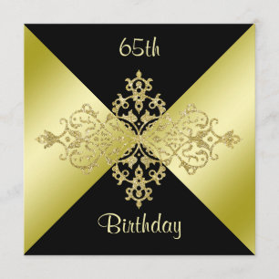 Svart och Guld Elegance 65e Birthday Inbjudningar