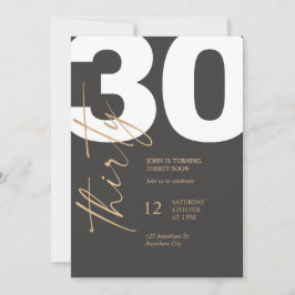 Svart och guld Elegant 30-årsdag Inbjudningar