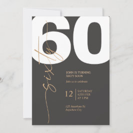 Svart och guld Elegant 60-årsdag Inbjudningar