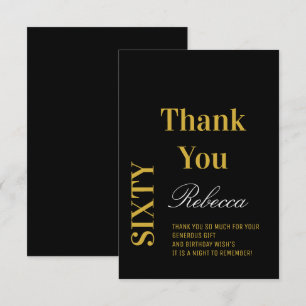Svart och Guld Elegant 60 födelsedagar Tack Kort