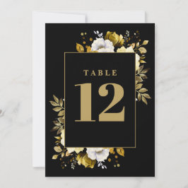 Svart Och Guld Elegant Lantlig Blommig Bordskort