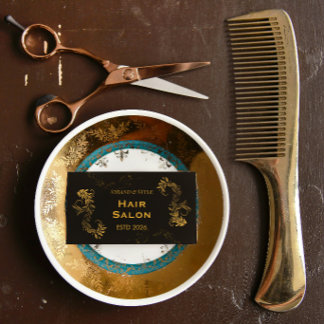 Svart och Guld Elegant Lyxig Stilhårssalong Visitkort