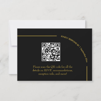 Svart och guld Elegant minimalistisk bröllops QR-k OSA Kort