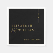 Svart Och Guld Elegant Monogram Bröllop