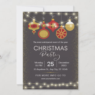 Svart och Guld Elegant, Party Flyer Inbjudningar
