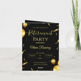 Svart Och Guld Elegant Pensionering Inbjudan