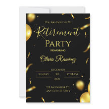 Svart Och Guld Elegant Pensionering 