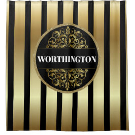 Svart och Guld Elegant SHOWER CURTAIN