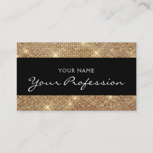 Svart och Guld Elegant Sparkly Makeup Artist Visitkort