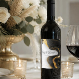 Svart och guld elegant vinetikett vinflaska etikett