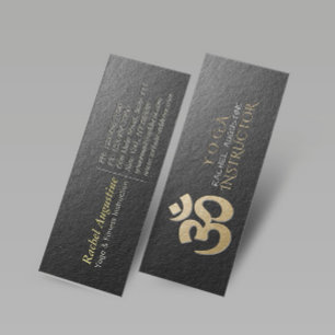 Svart och Guld Embossed OM Symbol Yoga Instructor Mini Visitkort