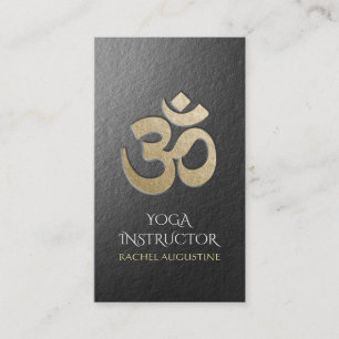 Svart och Guld Embossed OM Symbol Yoga Instructor Visitkort
