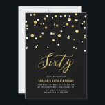 Svart och Guld - enkel 60:e Födelsedagsfesten Invi Inbjudningar<br><div class="desc">Fira din speciella dag med detta minsta 60:e födelsedagsfest inbjudan. Den här designen har en snyggt som skriver skriptet "Sextio" med hexagonformade konfetti med en kombination av svart och guld färg. Fler design finns på min butik BaraBomDesign.</div>