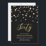 Svart och Guld - enkel 60:e Födelsedagsfesten Invi Inbjudningar<br><div class="desc">Fira din speciella dag med detta minsta 60:e födelsedagsfest inbjudan. Den här designen har en snyggt som skriver skriptet "Sextio" med hexagonformade konfetti med en kombination av svart och guld färg. Fler design finns på min butik BaraBomDesign.</div>