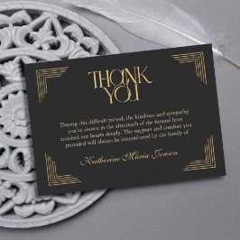 Svart och Guld - enkel sympati efter begravning Tack Kort