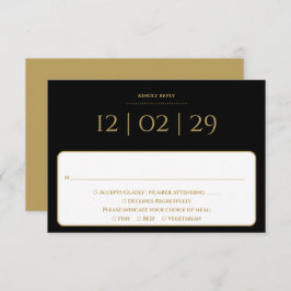 Svart och Guld enkelt Speciellt datum Bröllop OSA Kort