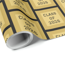 Svart och Guld Examen Inpackningspapper | 2026 Presentpapper