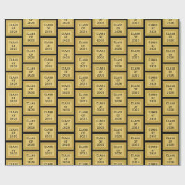 Svart och Guld Examen Inpackningspapper | 2026 Presentpapper
