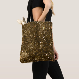 Svart och guld falskt glitter jul tygkasse