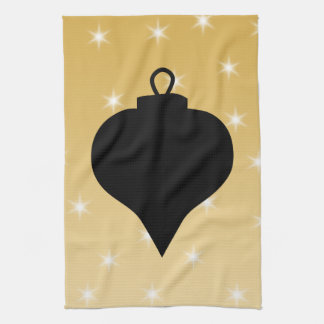 Svart och guld- färgjuldesign kökshandduk