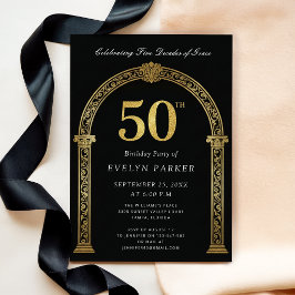 Svart och Guld Fem årtionden av Grace 50-årsdag Inbjudningar