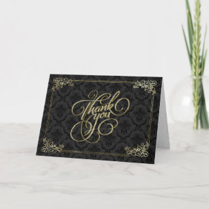 Svart och Guld Finare-textdesign - Tack-kort Tack Kort