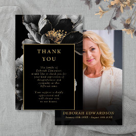 Svart och guld firande av livets begravningsfoto tack kort