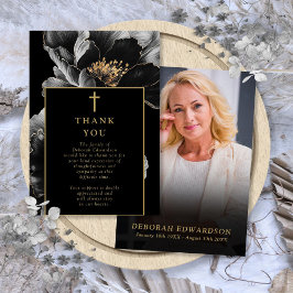 Svart och Guld Firande i livets begravningsfoto Tack Kort