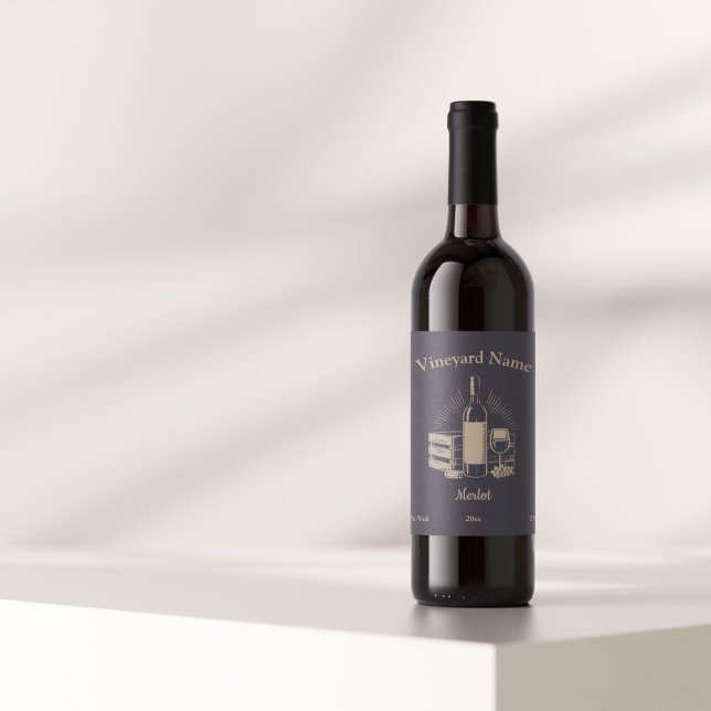 Svart och Guld Flaska-etikett för Vin Vinflaska Etikett (Black & Gold Wine Bottle Label Sticker)