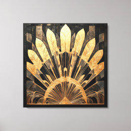 Svart och guld flerstämmiga Art Deco hem eller kon Canvastryck