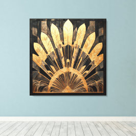 Svart och guld flerstämmiga Art Deco hem eller kon Canvastryck