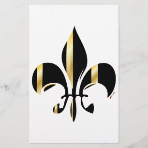 Svart och guld Fleur de Lis Brevpapper