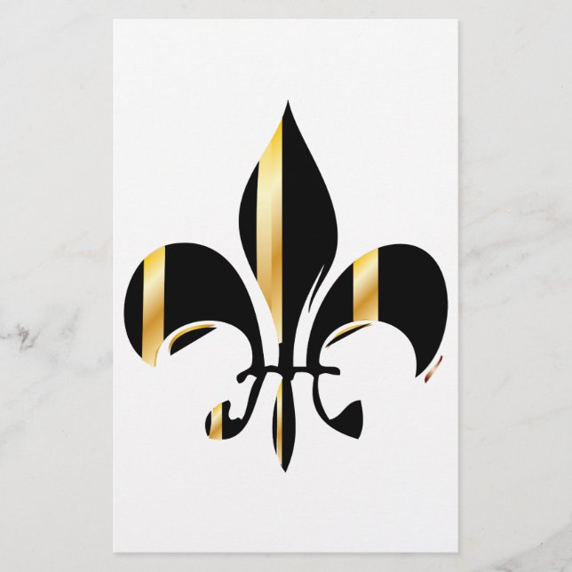 Svart och guld Fleur de Lis Brevpapper (Framsida)