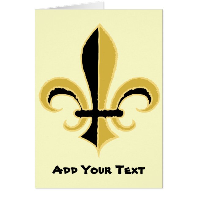Svart och guld- Fleur de lis Hälsningskort (Framsidan)