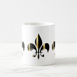 Svart och guld Fleur de Lis Kaffemugg