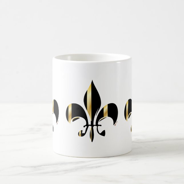 Svart och guld Fleur de Lis Kaffemugg (Center)